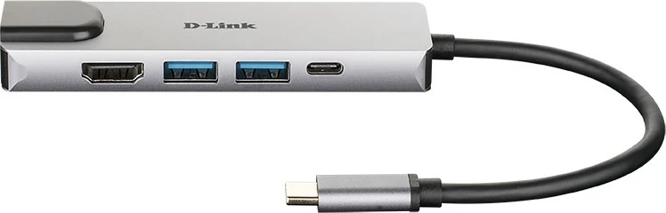 USB-C razširitveni hub z Thunderbolt 3, HDMI 4K, Gigabit Ethernet, 2× USB 3.0, Power Delivery 60W, alumin, črn D-Link DUB-M520