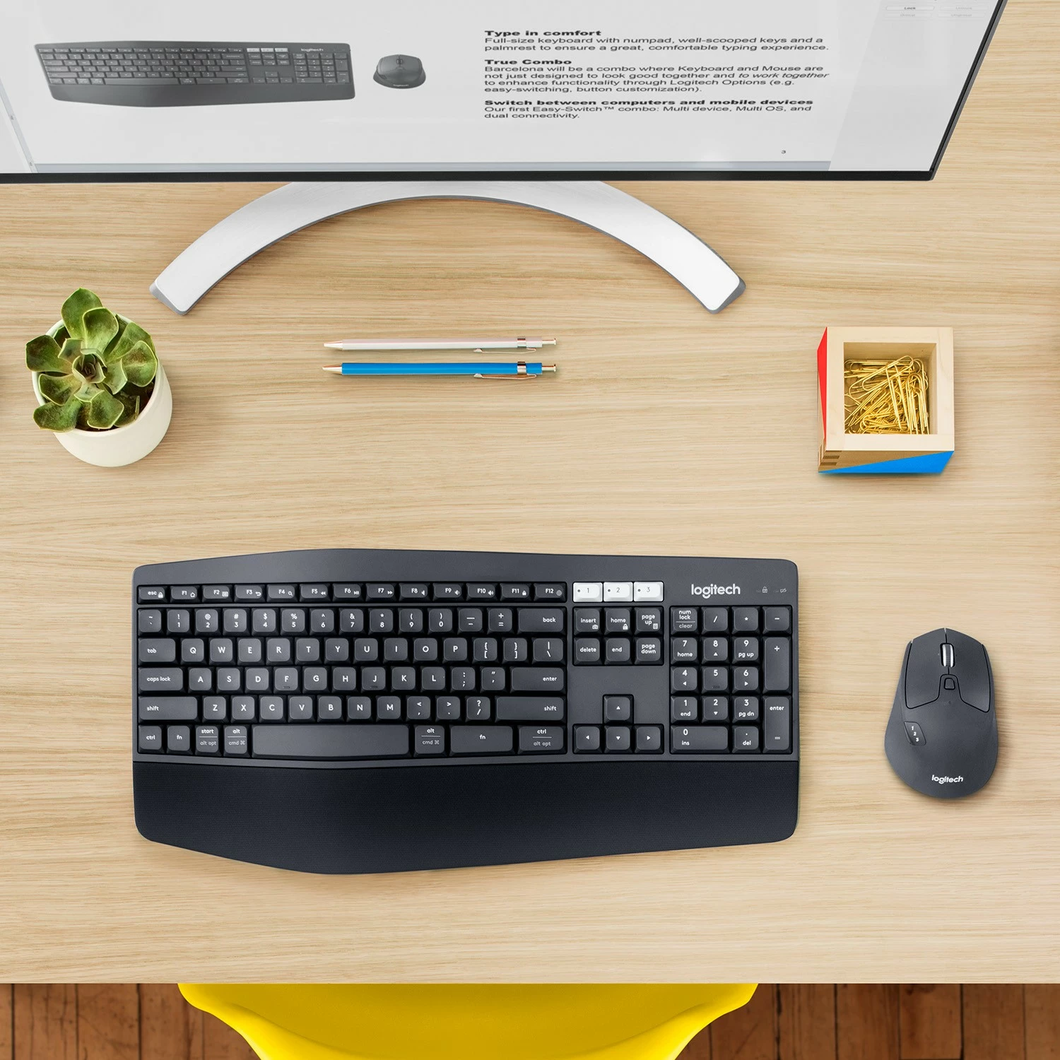 Brezžična tipkovnica in miška Logitech MK850 Performance, tipkovnica polne velikosti (100%), RF Wireless + Bluetooth, QWERTZ, črna