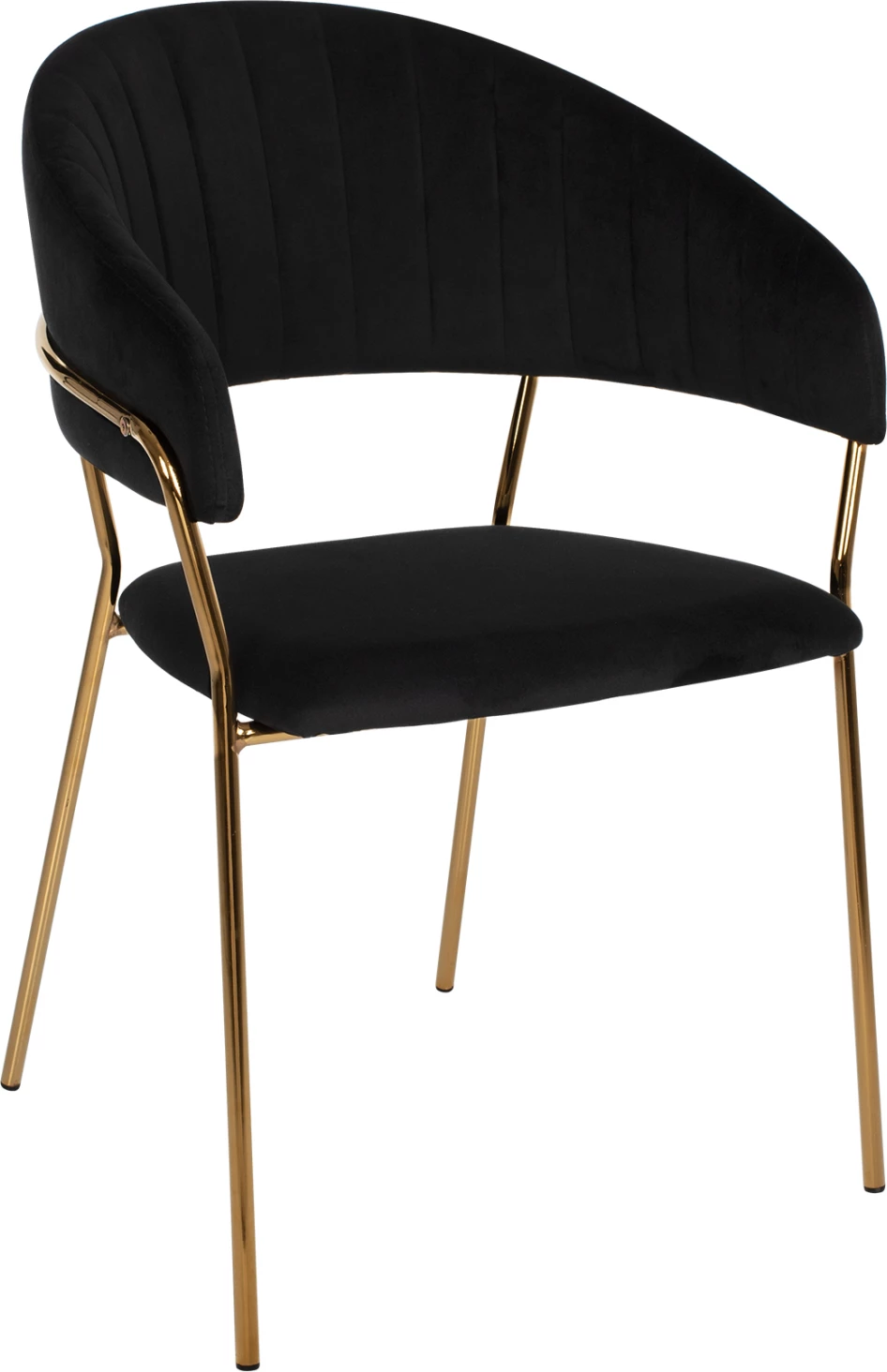 Fotelj THEODORE FH8520.04 črni žamet in zlati okvir 55Χ50Χ82Hcm, set 2 kosov