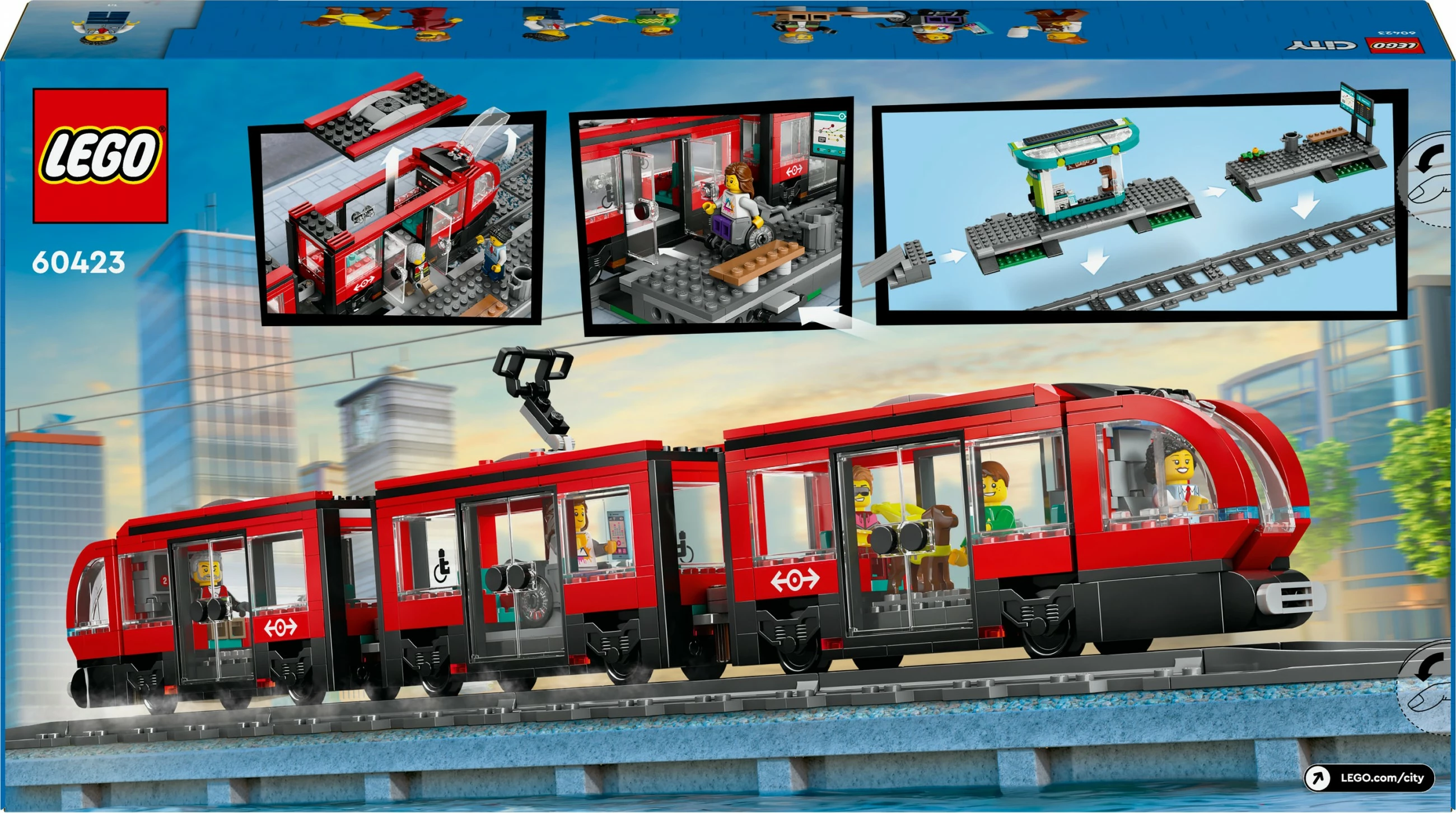 Moderen tramvaj z postajo LEGO City 60423, 811 kosov, večbarven