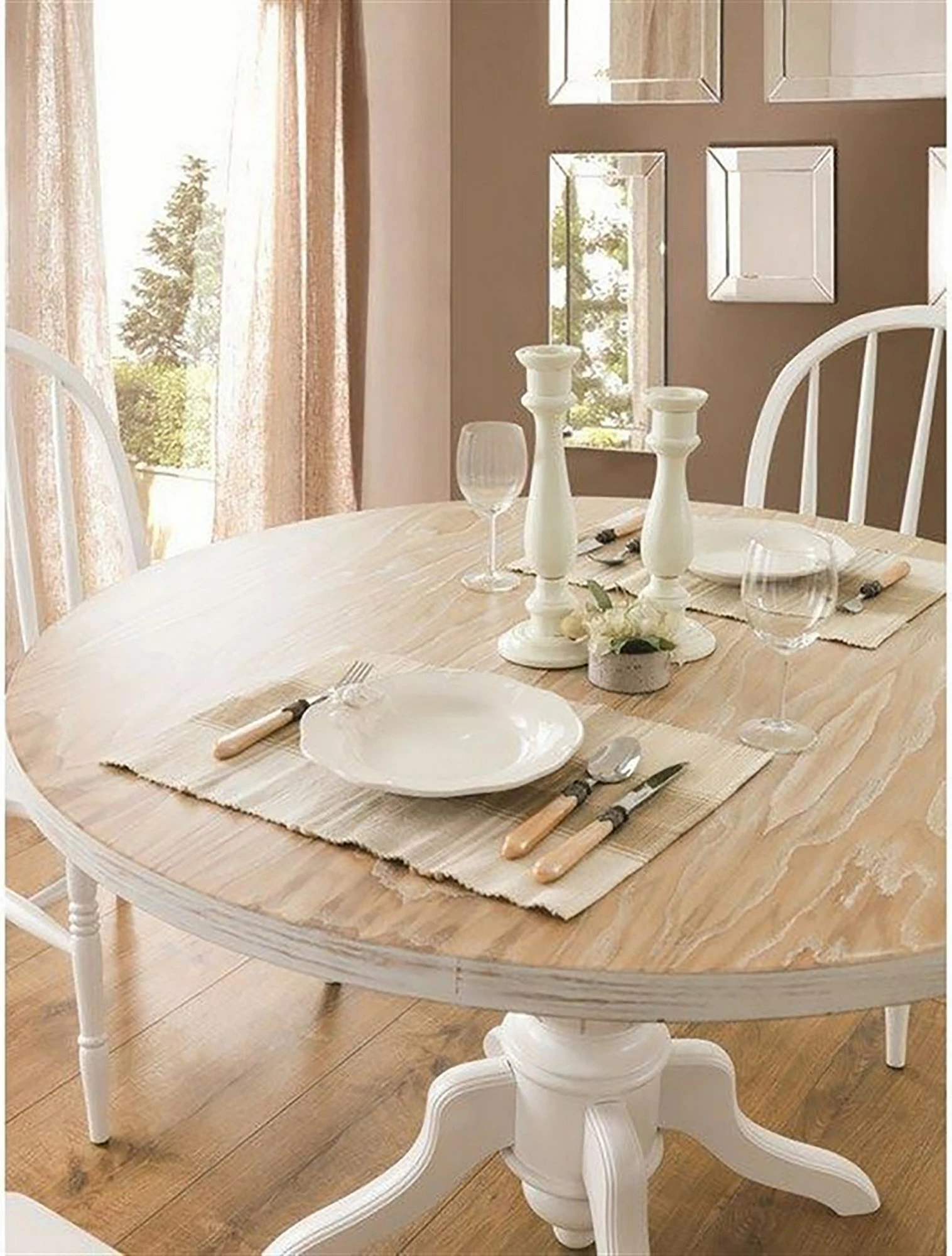 Set jedilne mize s stoli, 5-delni, Skye Decor Albero08, bela in hrast