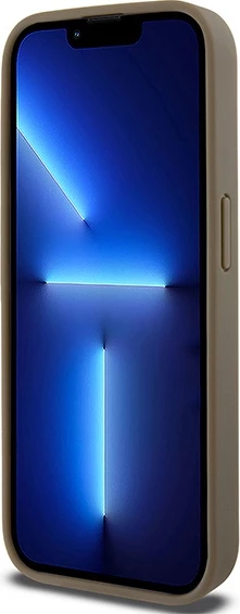 Elegantna zaščitna prevleka z vzorcem usnja in kovinskim logotipom MagSafe za iPhone 15 Pro Max, DKNY, rjava