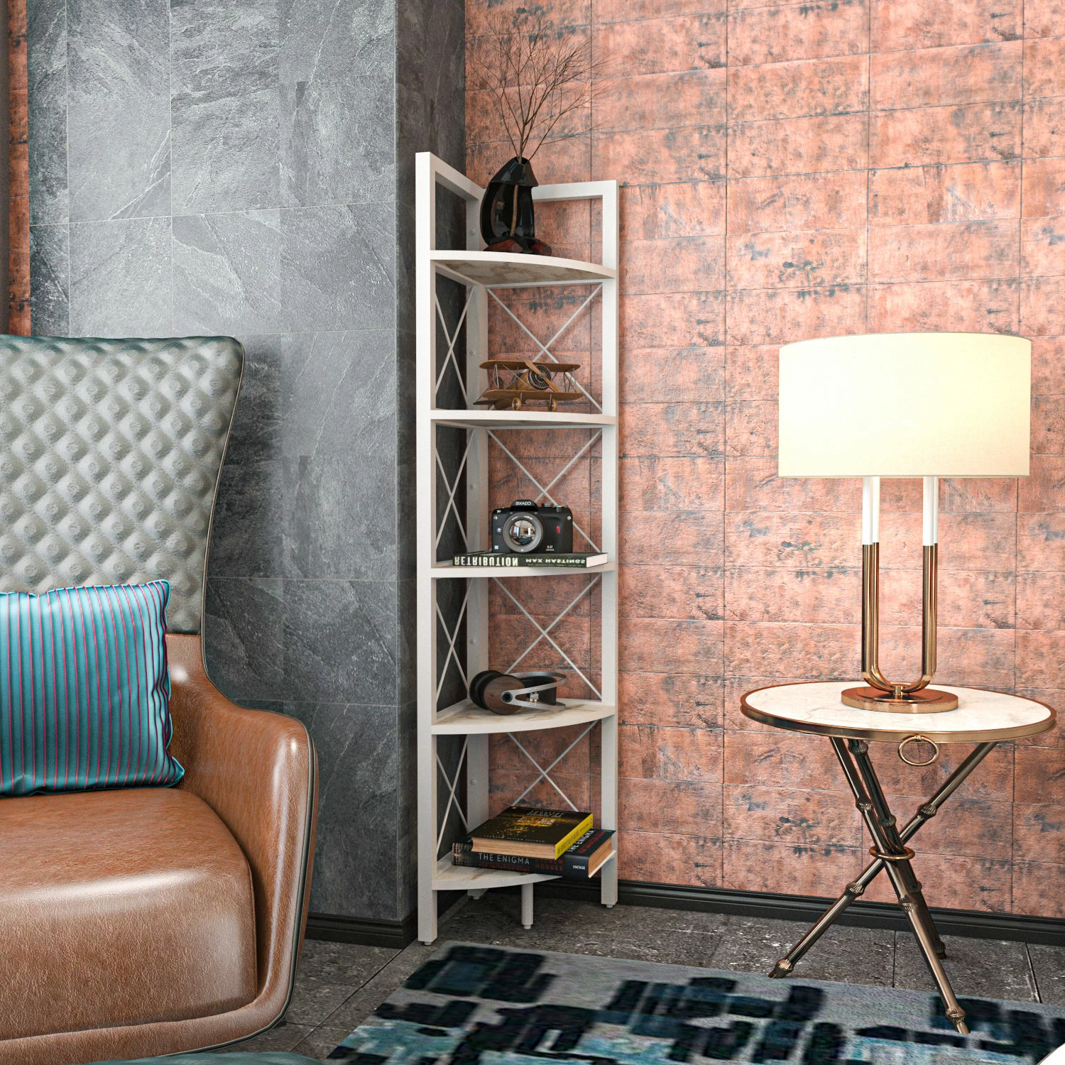 Knjižni regal modernega dizajna, bel, Skye Decor Remo, 30,5x33x160 cm