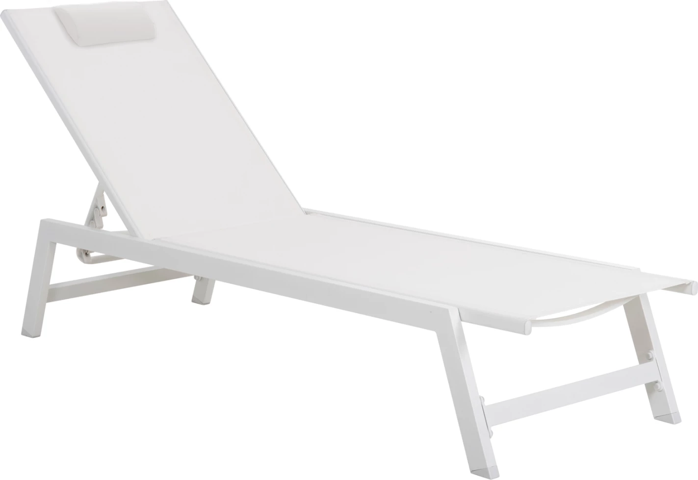 Aluminijast ležalnik z naslonom za glavo RABIA FH5982.01, bel, 191,5x60x89,5H cm
