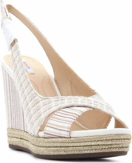 Čevlji z visokim petom Geox ženski, bež/zlati