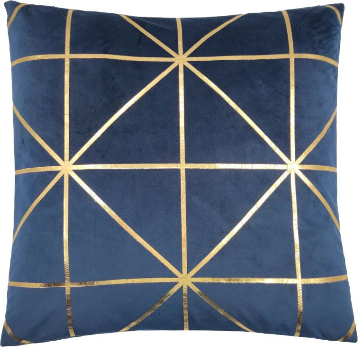 Dekorativna blazina Constellation, žamet, modro-zlata, 45x45 cm