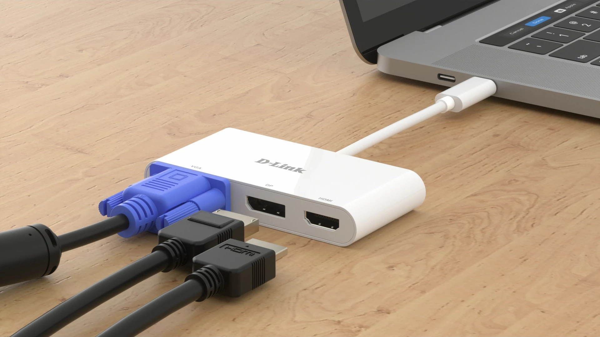 Adapter USB-C s 3 video vrati D-Link DUB-V310, bel