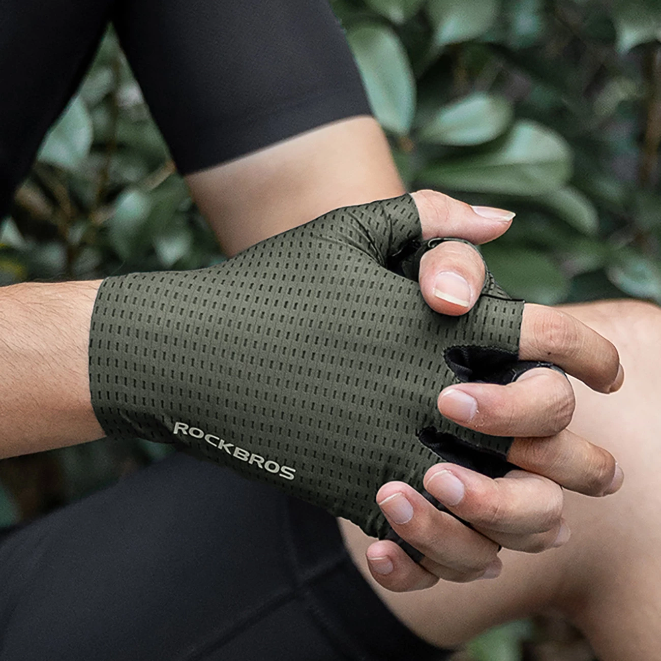 Kratke kolesarske rokavice Rockbros 16220041003, L, zelene