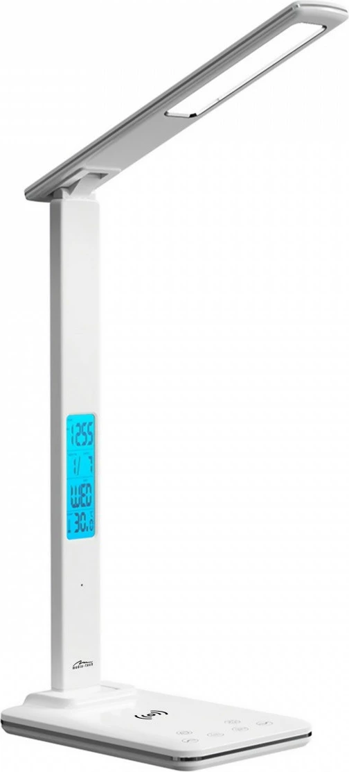 Namizna svetilka z brezžičnim polnjenjem Media-Tech MT222, LED zaslon, bela