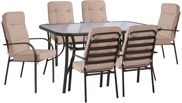 Komplet jedilna miza 7 kosov FH10564.01 s Tabelo 160x90x72cm iz rjavega kovine