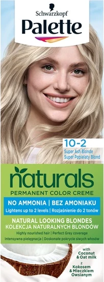 Barva za lase Palette Permanent Naturals Color Creme Go Blonde 10-2 Super Ash Blonde, za ženske