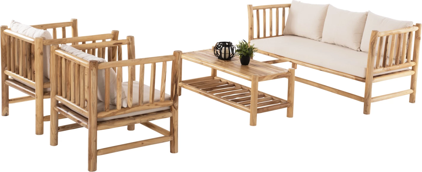 Komplet 4 kosov FH9340 masivni tik naravno-bela