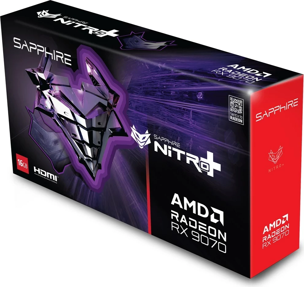 Grafična kartica NITRO+ Radeon RX 9070, 16 GB GDDR6, Sapphire, siva