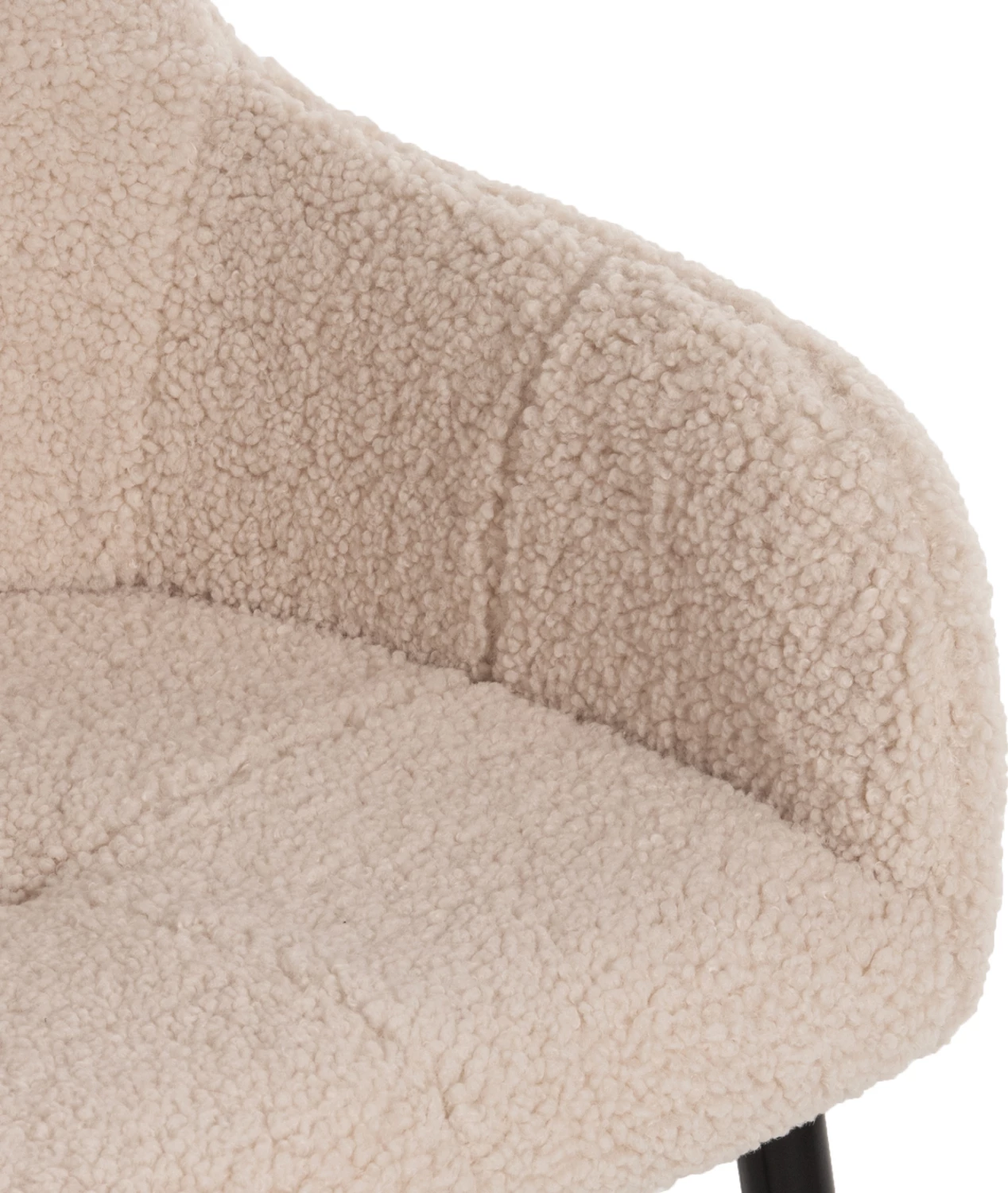 Fotelj SHELLY FH8591.02 iz tkanine TEDDY v beli barvi s črnimi kovinskimi nogami 57x55x87H cm, set 2 kosov