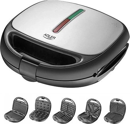 Aparat za sendviče Adler AD 3040, 1200 W, črn