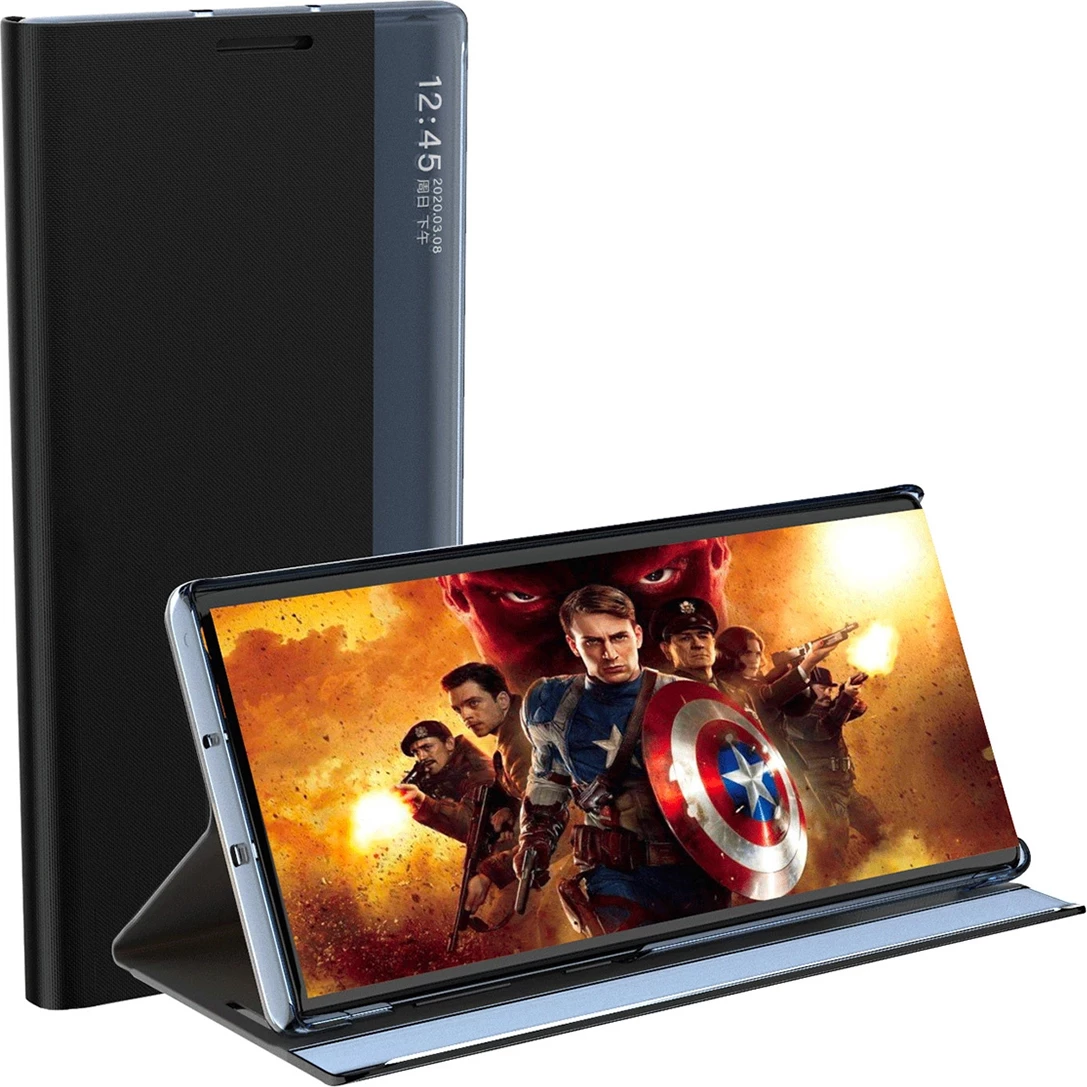 Ovitek za telefon z magnetnim preklopom in stojalom Hurtel New Sleep View Case za Samsung Galaxy A55, moder