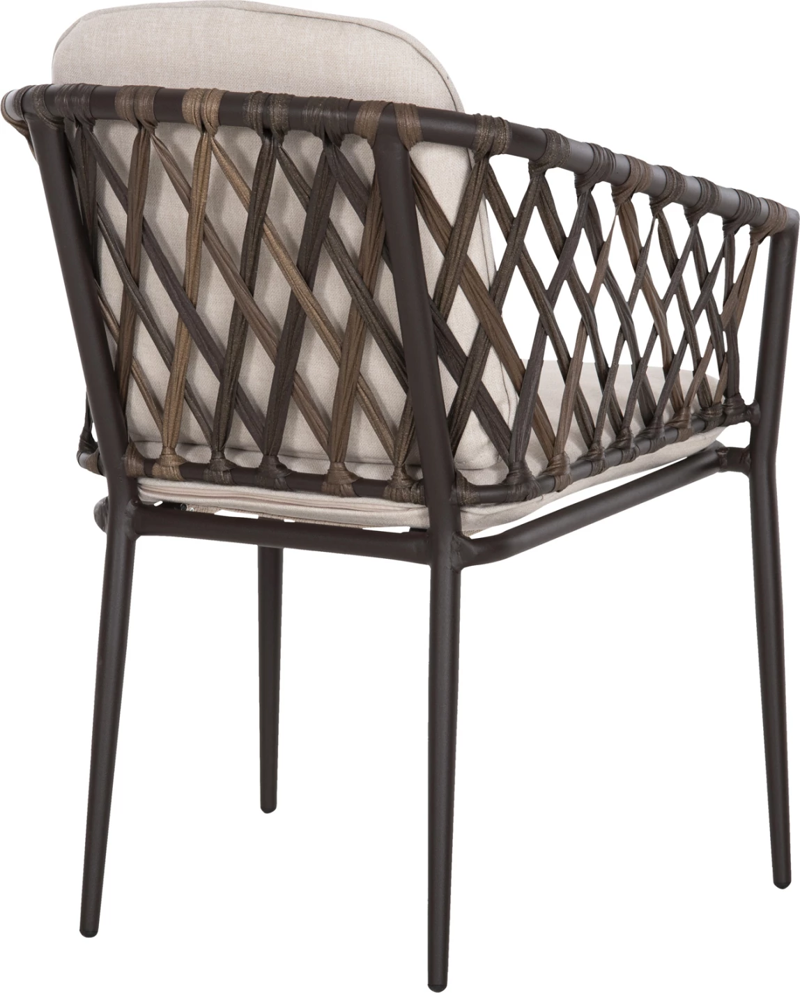 Aluminijasti naslanjač BOLLY FH6080 rjav okvir-sintetični ratan v rjavo-bež blazinah 58,5x67x86Hcm, set 4 kosov