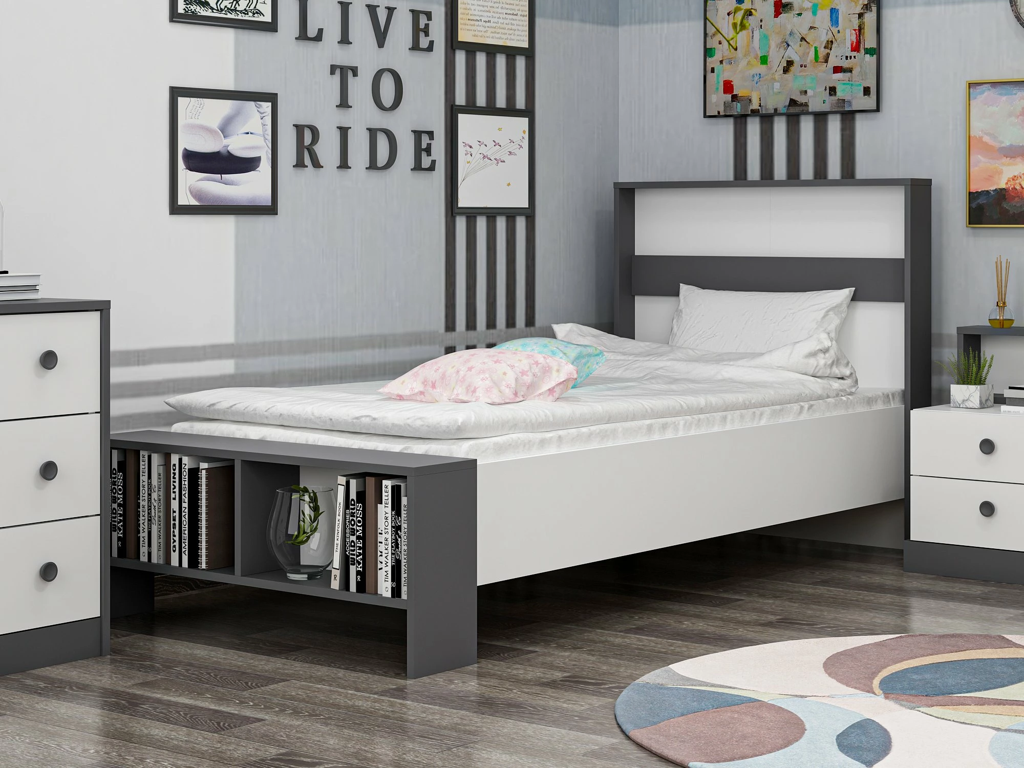 Enojni okvir Skye Decor Life, bel in antracit