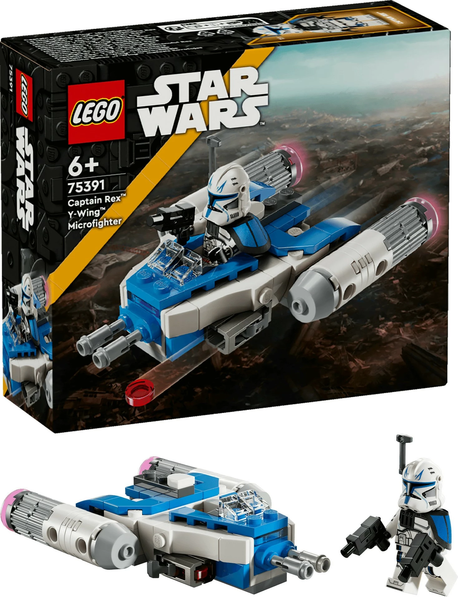 Set za sestavljanje LEGO Star Wars Y-Wing Microfighter Kapitan Rex, 99 kosov, večbarven