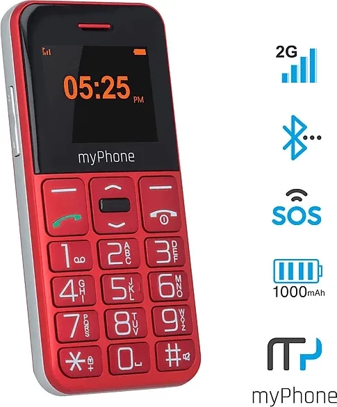Osnovni telefon, myPhone Halo Easy, rdeč