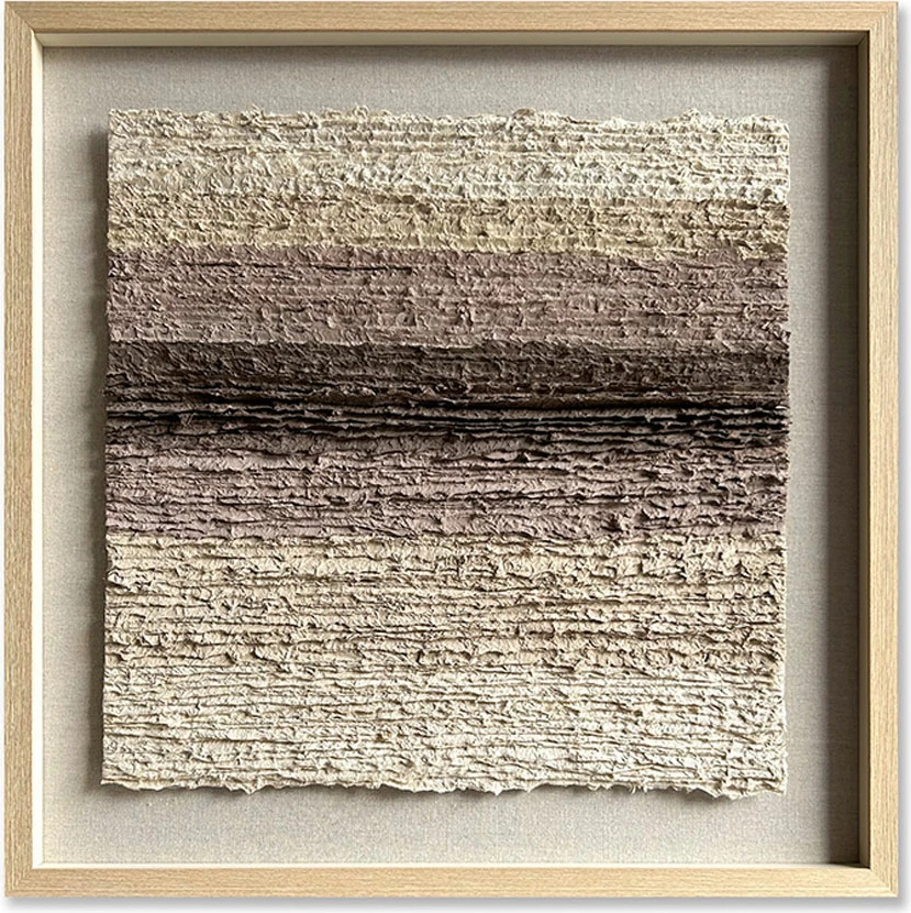 Dekorativna kvadratna slika, papir, steklo, bež‑rjava naravna barva, 80x80x4 cm