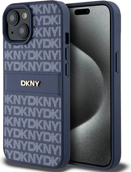 Ovitek za telefon DKNY Mono Stripe & Metal Logo za iPhone 15/14/13, modra