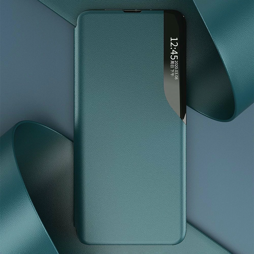 Ovitek za telefon z ovitkom in stojalom Hurtel Eco Leather View Case, za Xiaomi Redmi K40 Pro+, K40 Pro, K40, Poco F3, rdeč