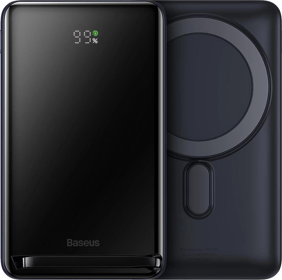 Powerbank Baseus Magnetic Bracket PPCX000203, 10000 mAh, MagSafe, 20 W, z USB-C kablom 0,5 m, temno modra