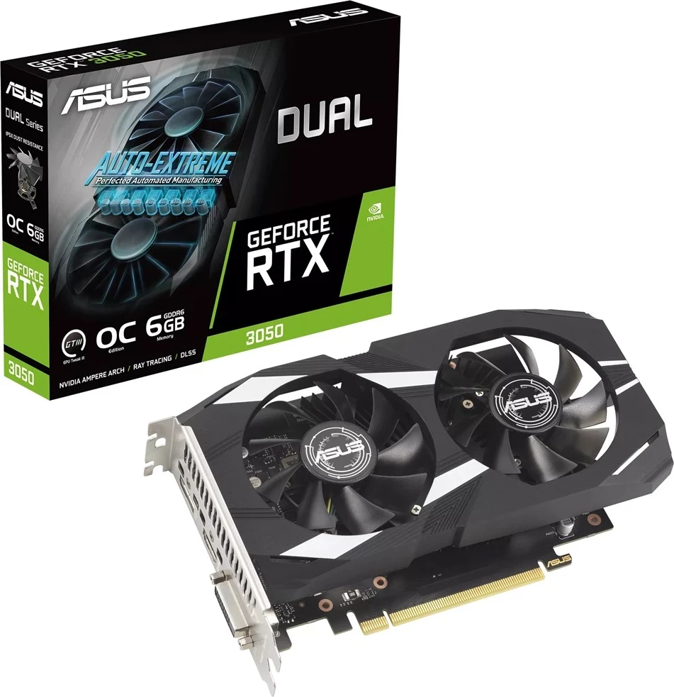 Grafična kartica ASUS Dual RTX3050-O6G, NVIDIA GeForce RTX 3050, 6 GB GDDR6