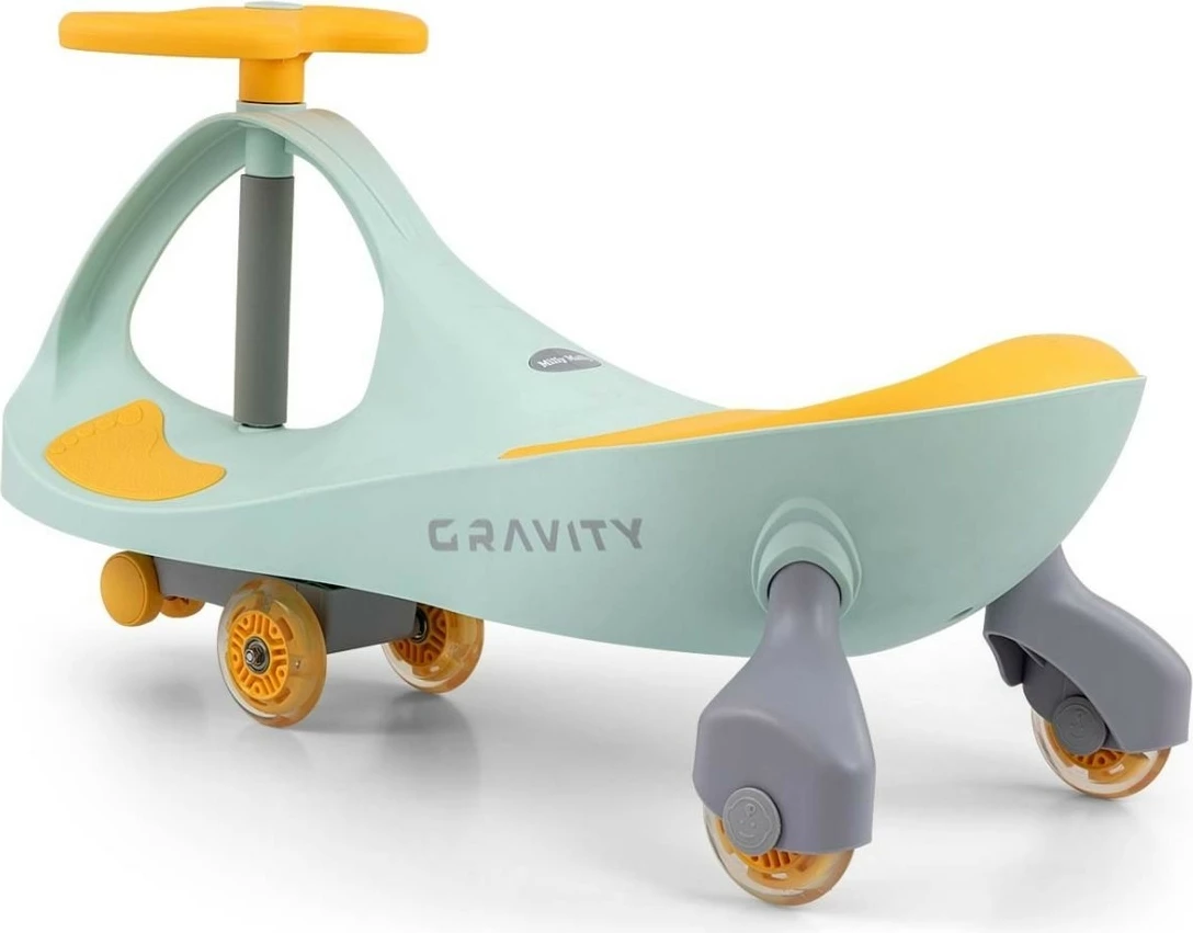 Poganjalec brez pedal z gravitacijskim mehanizmom, Milly Mally Gravity 5926, 4 LED kolesa, 3+, limeta rumena