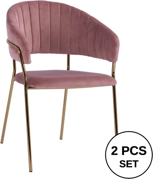 Fotelj Theodore FH8520.02 žametna gnila jabolka z kovinskim okvirjem 55x50x82 cm, set 2 kosov