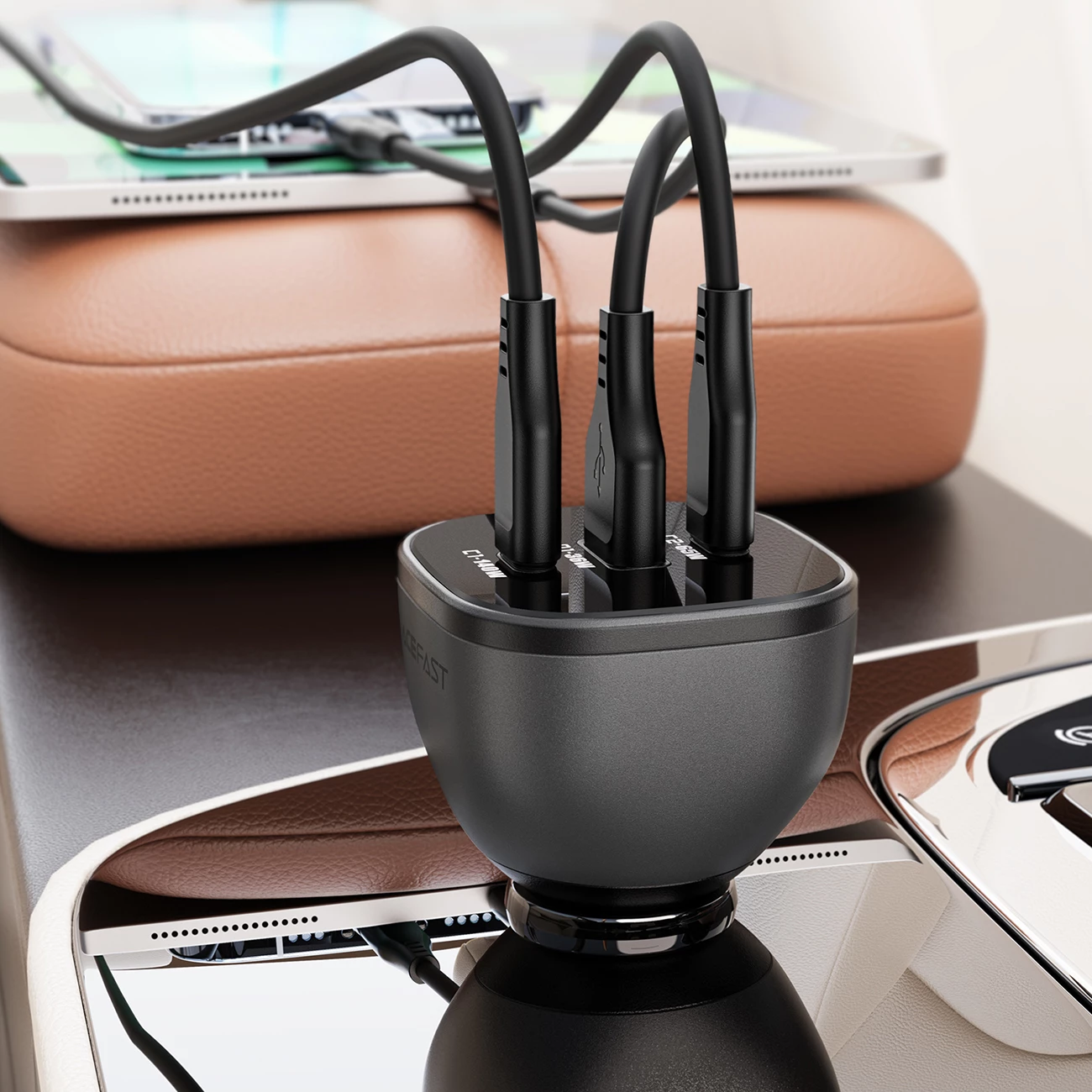 Polnilec za avto, 165 W, 2x USB-C, 1x USB-A, Acefast B14, črn