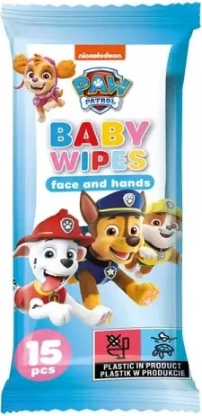 Vlažne robčke za otroke Paw Patrol, 15 kosov
