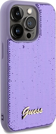 Ovitek za telefon z bleščicami Guess Sequin Script Metal za iPhone 14 Pro Max, vijoličen