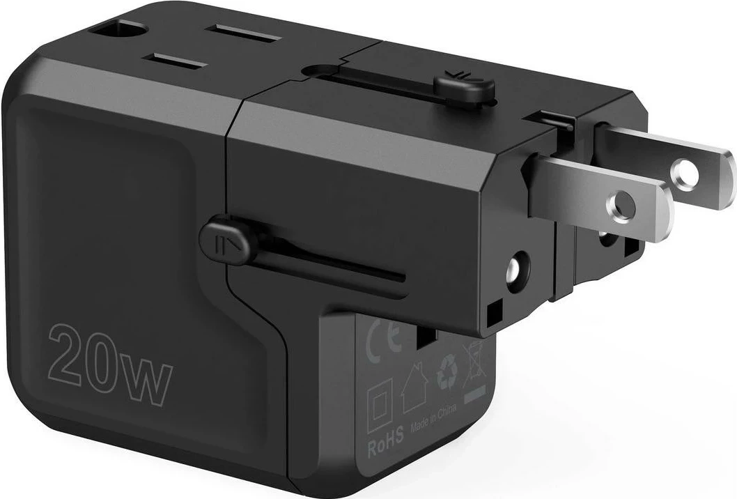 Polnilec 1x USB-C, 1x USB-A, črn Choetech PD6038