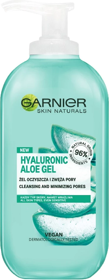 Čistilni gel za obraz z hialuronsko kislino in alojo, Garnier Hyaluronic Aloe Gel, za ženske, 200 ml