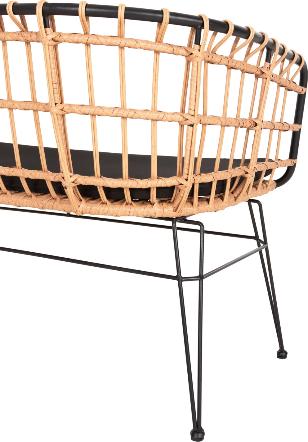 Zunanja kavč (klop) 2-sedežna Allegra FH5692.11 P.E. ratan v bež-črnem kovinskem okvirju 125x60x77H cm