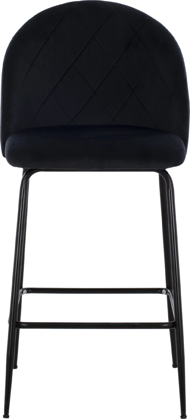 Srednje visoki stolček ODED s kovinskimi nogami in črnim žametom 45x53x98 cm, set 2 kosov