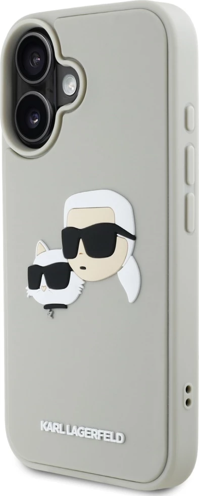 Ovitek za telefon HC 3D Rubber Double Heads Karl Lagerfeld za iPhone 16, bež
