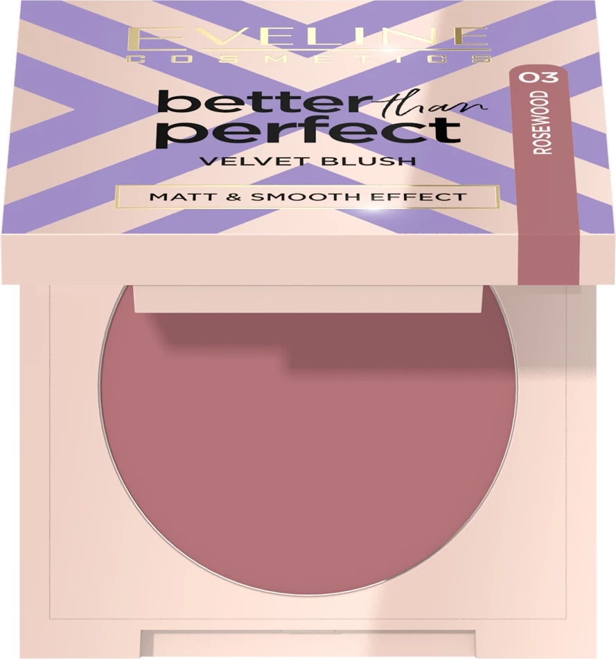 Kompaktno rdečilo za lica Better Than Perfect Velvet Blush 03 Rosewood, Eveline Cosmetics, 2,3 g