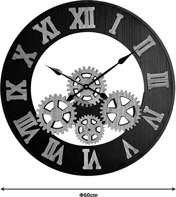 Stenska ura Graniz Inart, kovinska, črna, 60x3x60 cm