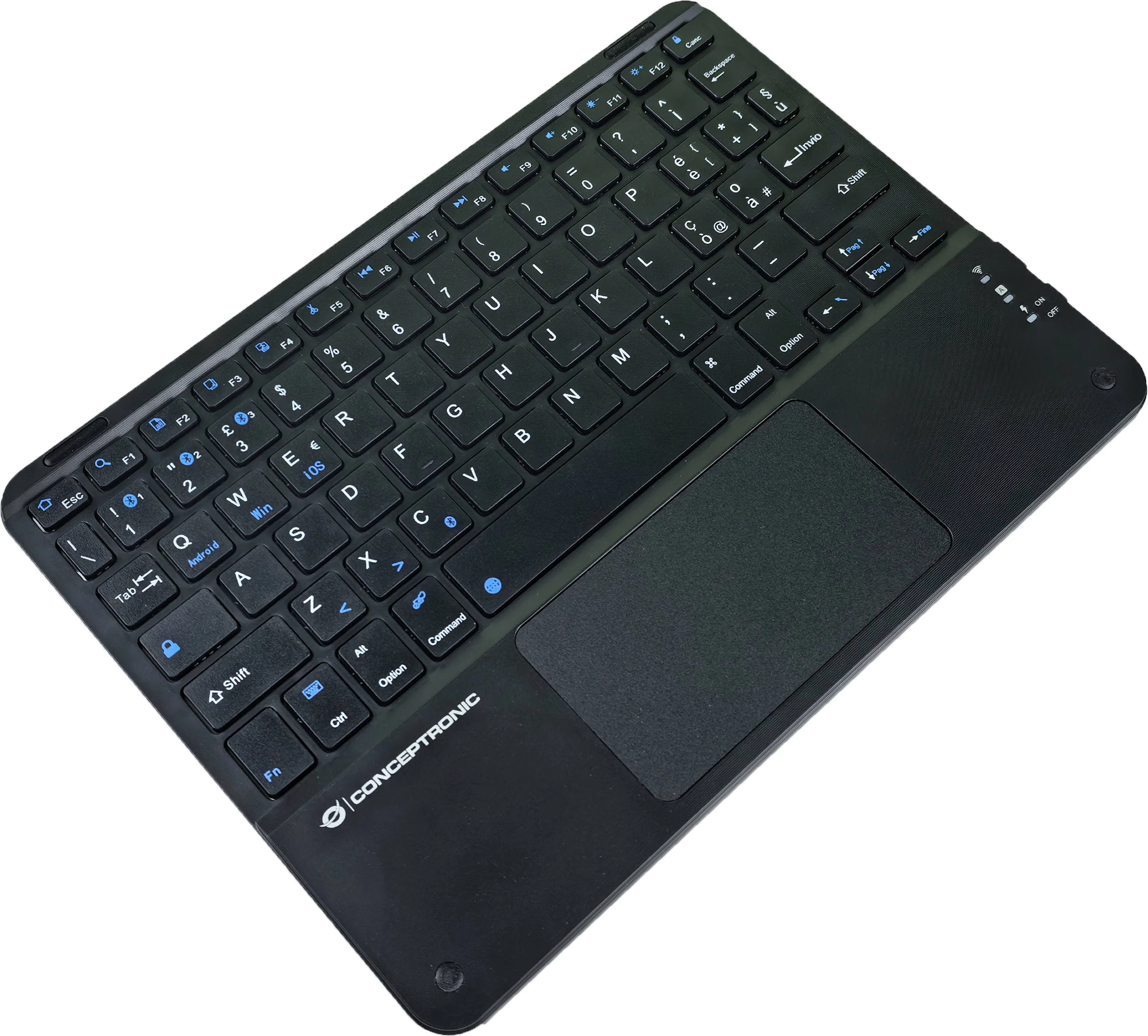 Brezžična tipkovnica QWERTY (italijanski) s touchpadom Conceptronic, črna