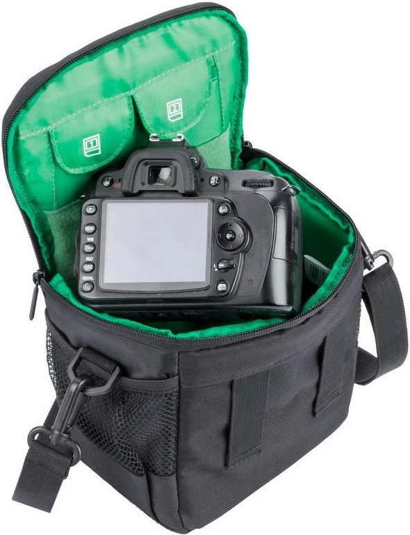 Torba za kamero Green Mantis RIVACASE 7420, 4 pregrade, črno/zelena
