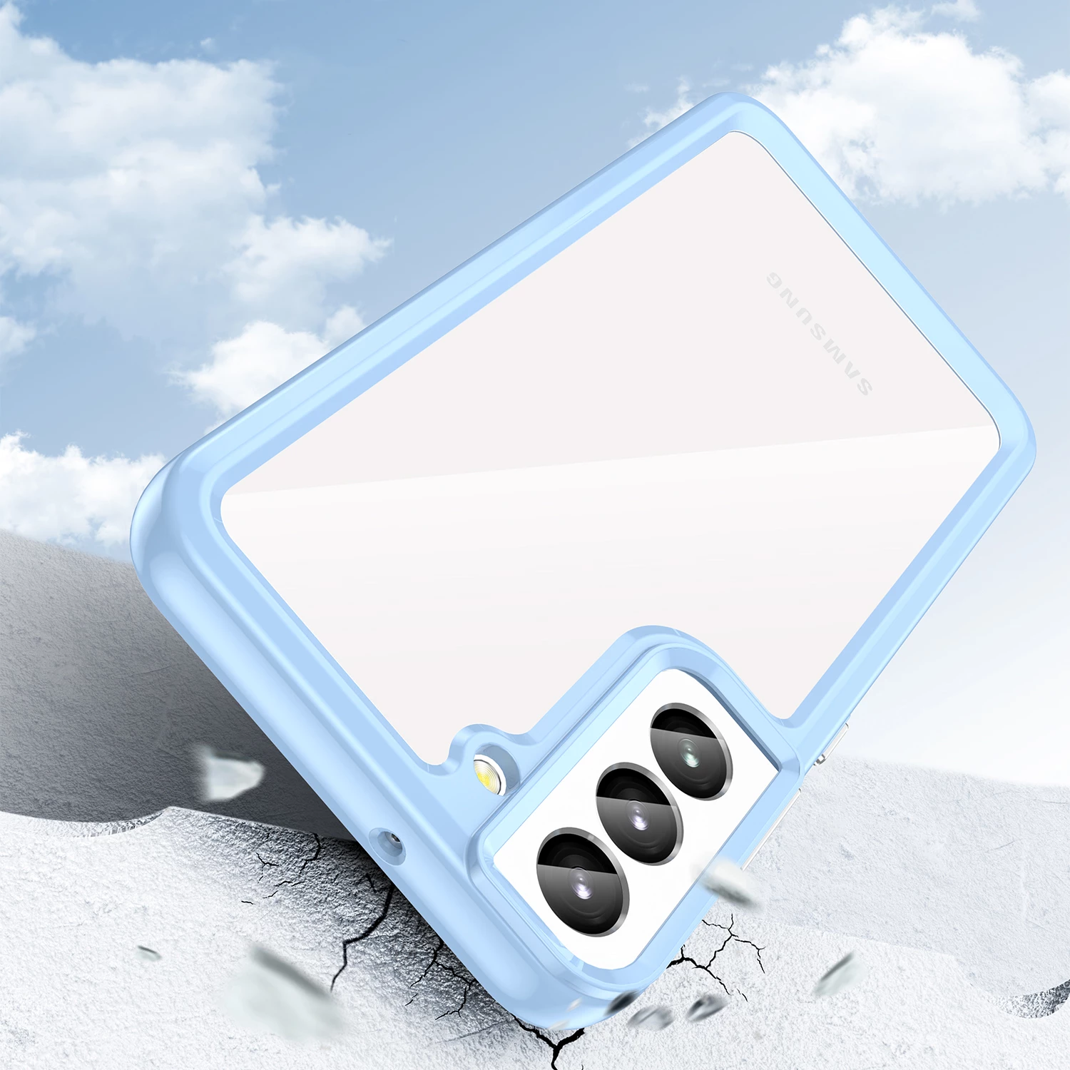 Zaščitni ovitek Outer Space Hurtel za Samsung Galaxy S23+, modra, silikonska stranica in trda zadnja plošča