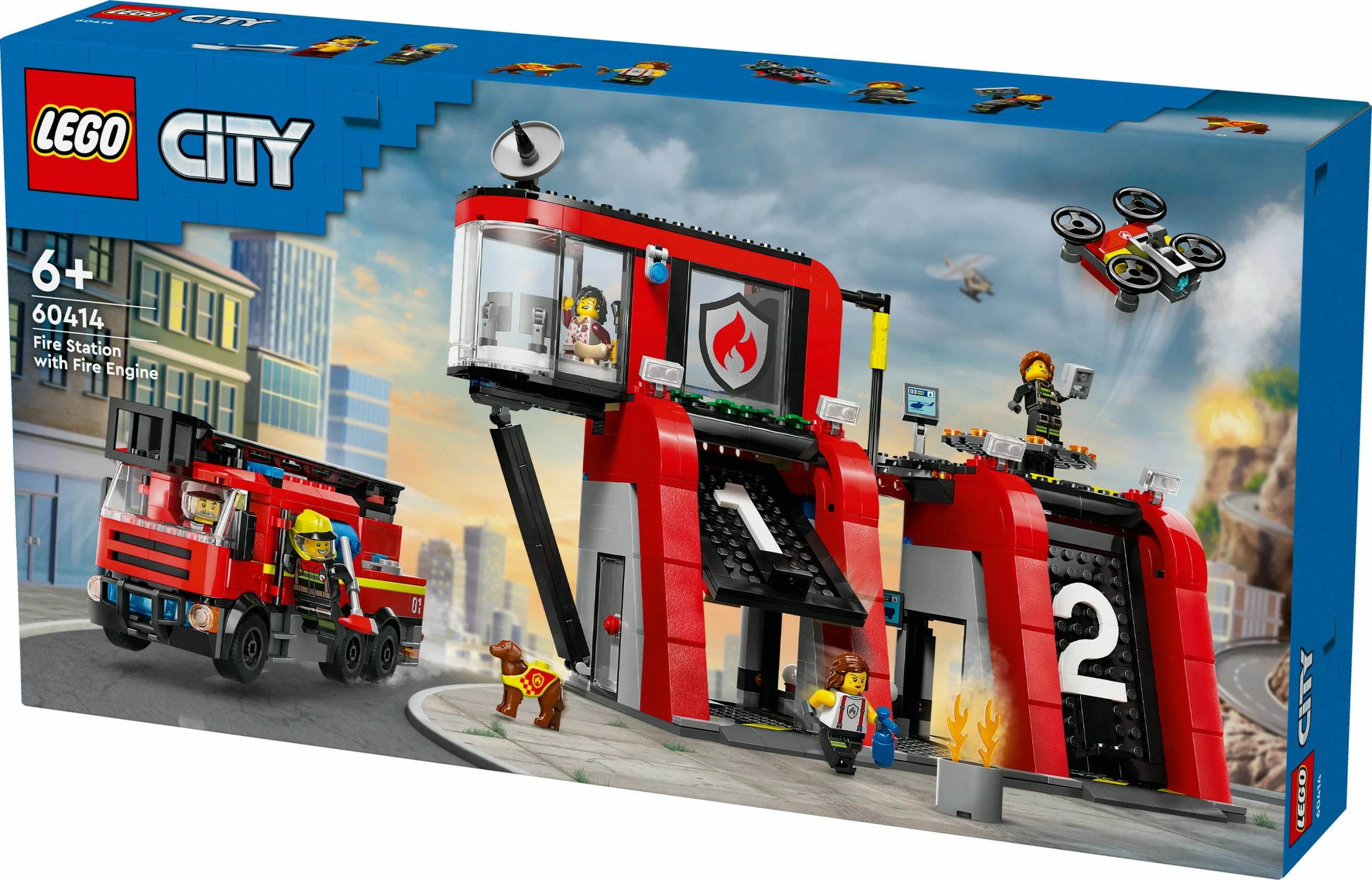 Set za gradnjo gasilske postaje z gasilskim tovornjakom LEGO City 60414, 843 kosov, večbarven