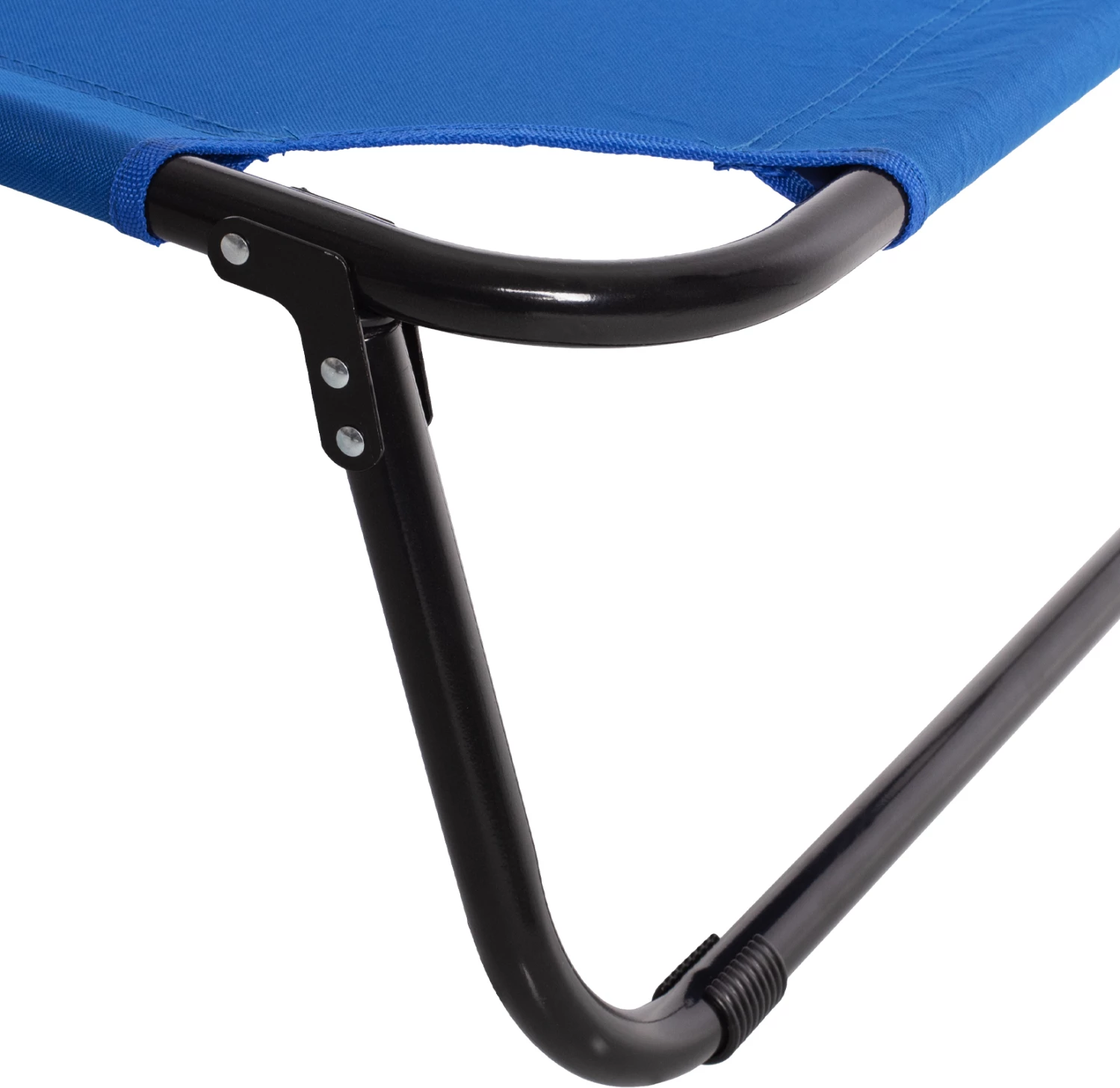 Ležalnik FH5278 črne kovinske barve z modro vodoodporno tkanino