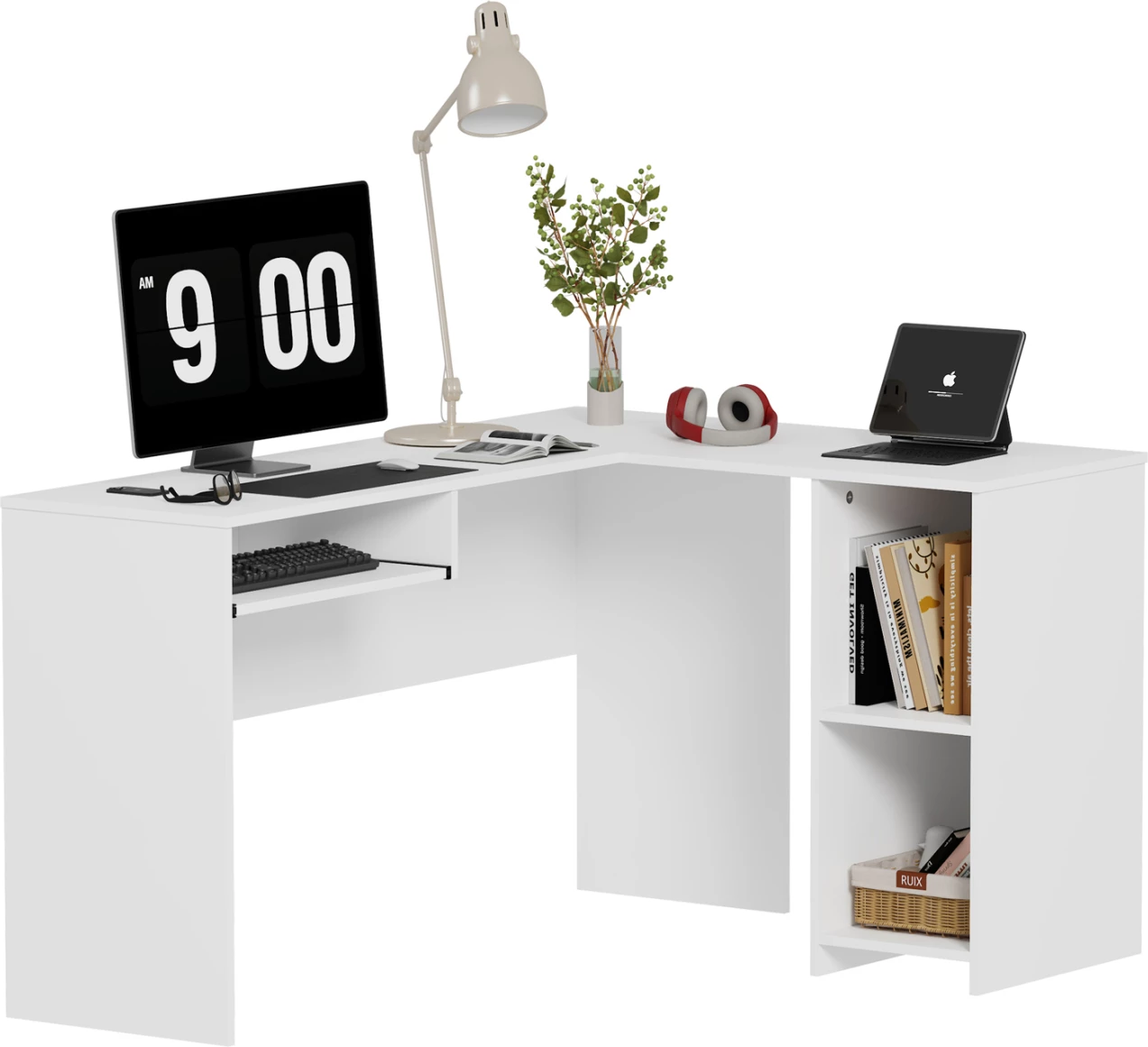 Kotna pisalna miza SHIG FH2135.03 MDF v beli barvi 140x120x75Hcm