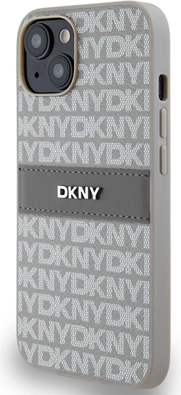 Ovitek za telefon DKNY Mono Stripe & Metal Logo za iPhone 15/14/13, 6,1", bež