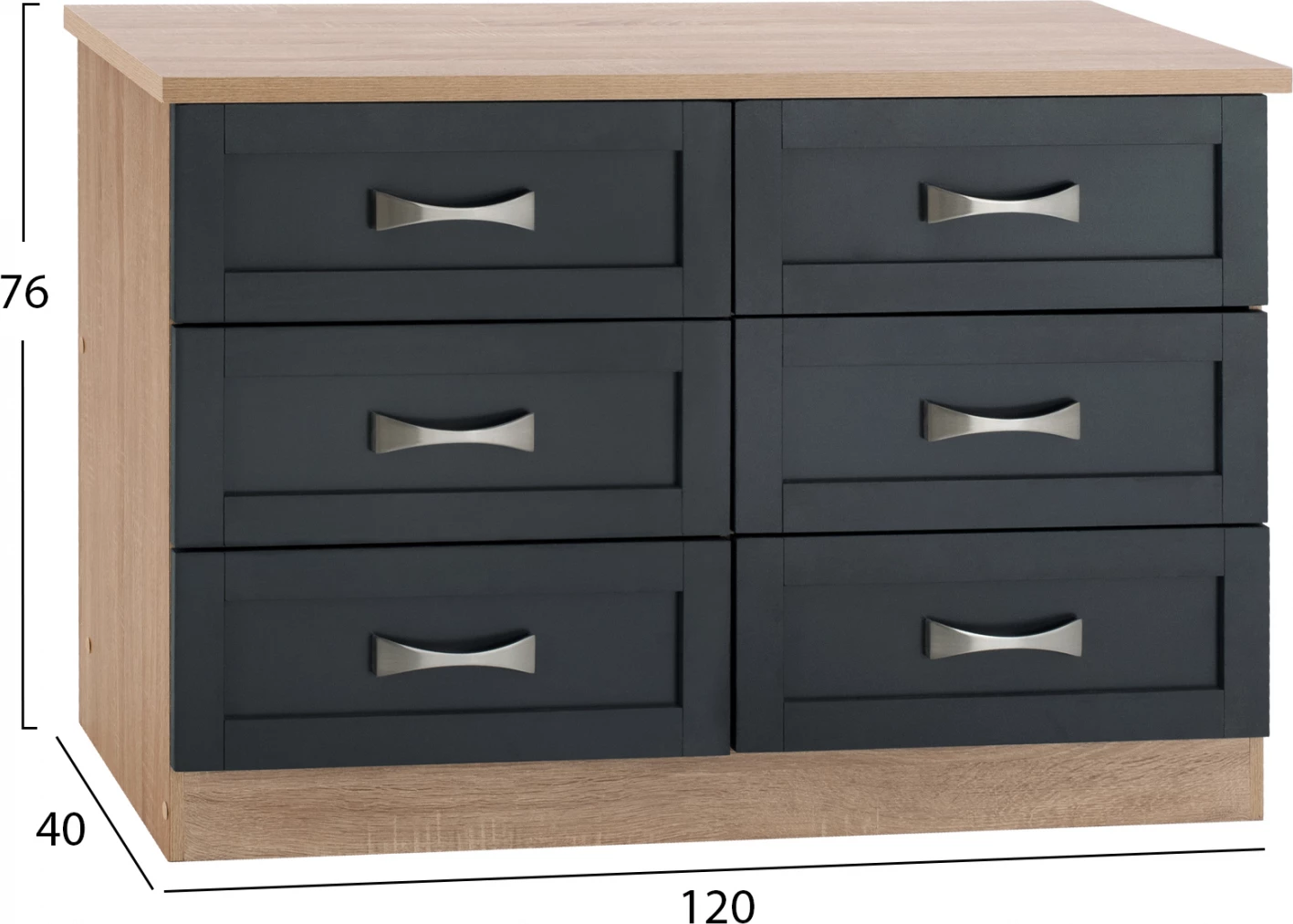 Spalni predalnik - Predal FH317.04 s 6 predali Sonama-Siva 120x40x76 cm