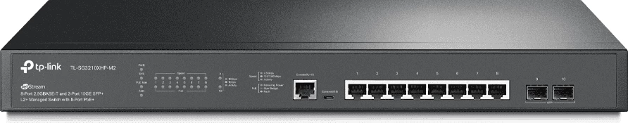 Stikalo TL-SG3210XHP-M2, TP-Link, 10 vrat (8 RJ45 + 2 SFP), črno